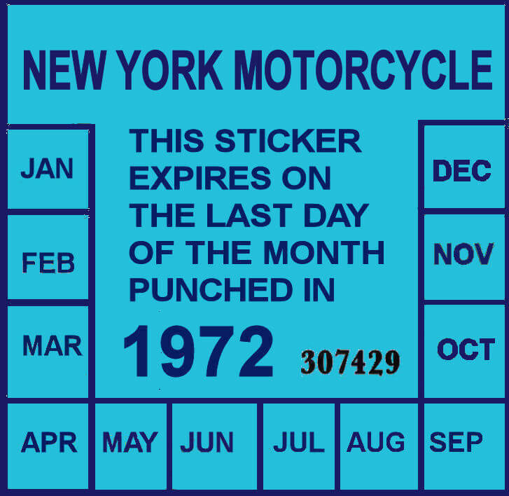 (image for) 1972 New York Inspection sticker MOTORCYCLE